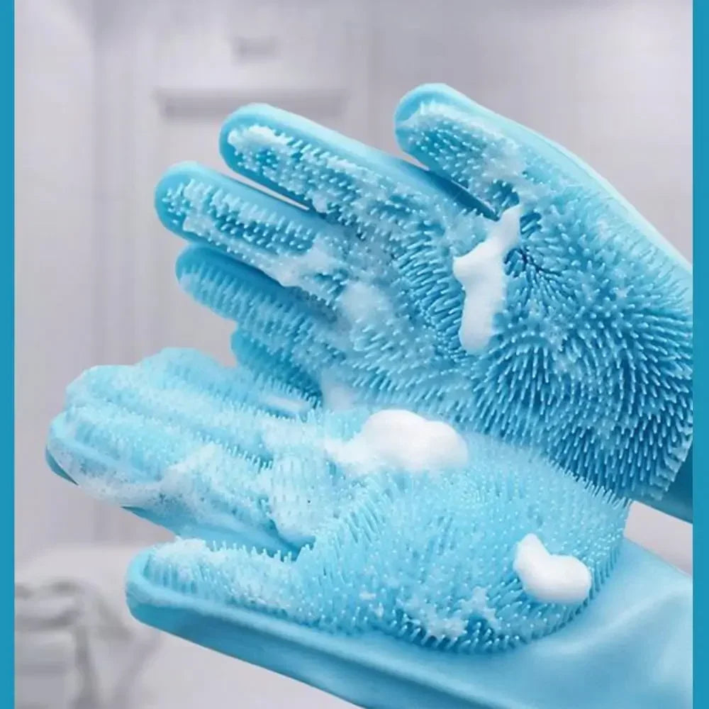 Pet Cleaning Gloves Bath Massage Hair Removal Gloves Silicone Hair Removal Comfortable Clean Anti-Bite Gloves Dog Bath Gloves