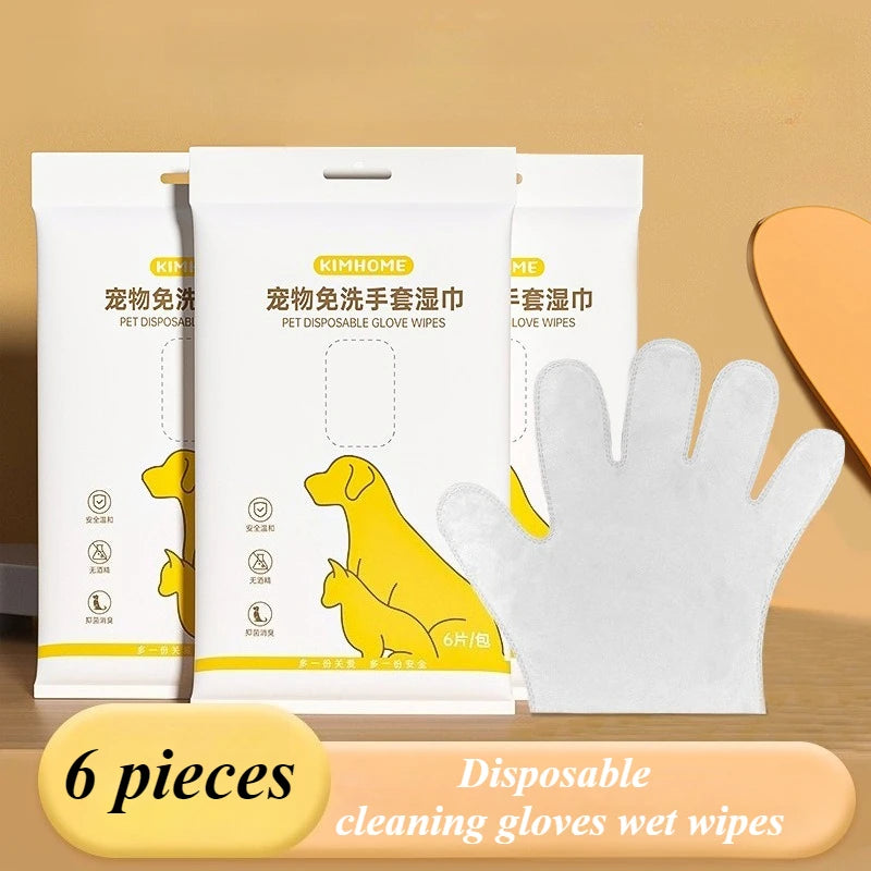 Pet Cleaning Gloves - Wash-Free Deodorising Wipes for Cats & Dogs