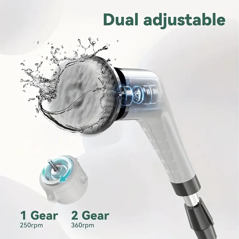 Cordless Electric Rotary Cleaning Brush with 9 Brush Heads - LED Power Display, IPX7 Waterproof, For Floors Cars Bathrooms