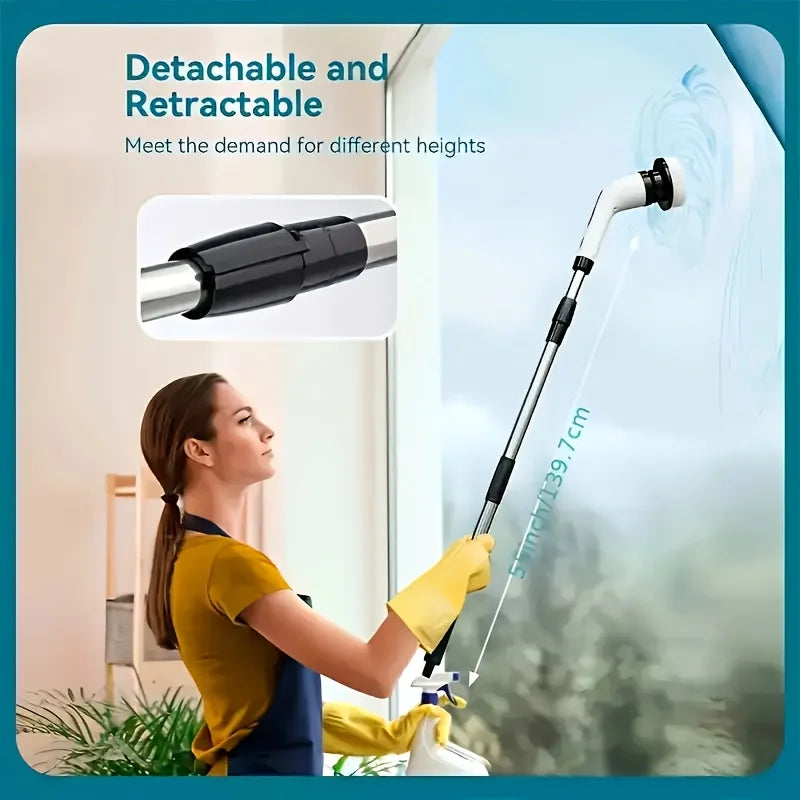 Cordless Electric Rotary Cleaning Brush with 9 Brush Heads - LED Power Display, IPX7 Waterproof, For Floors Cars Bathrooms