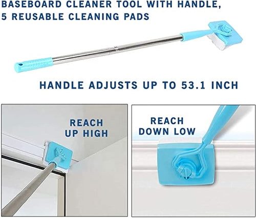 Extendable Baseboard Cleaning Mop - 135cm Retractable Microfiber Duster