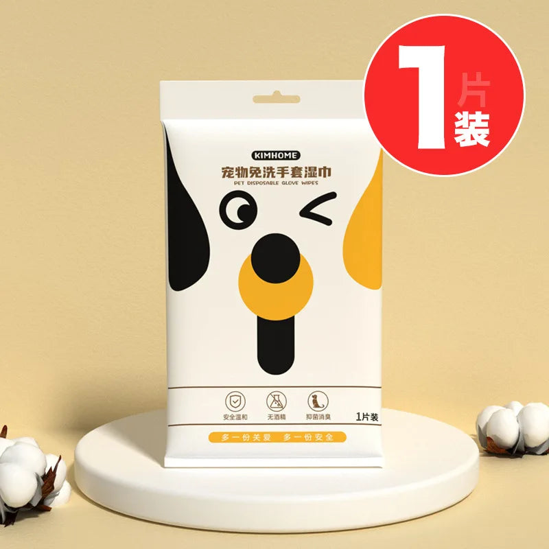 Pet Cleaning Gloves - Wash-Free Deodorising Wipes for Cats & Dogs