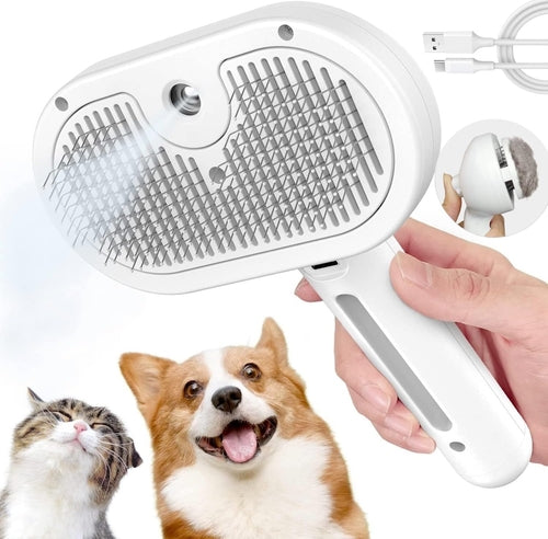 Pet Steam Brush with Water Spray Comb